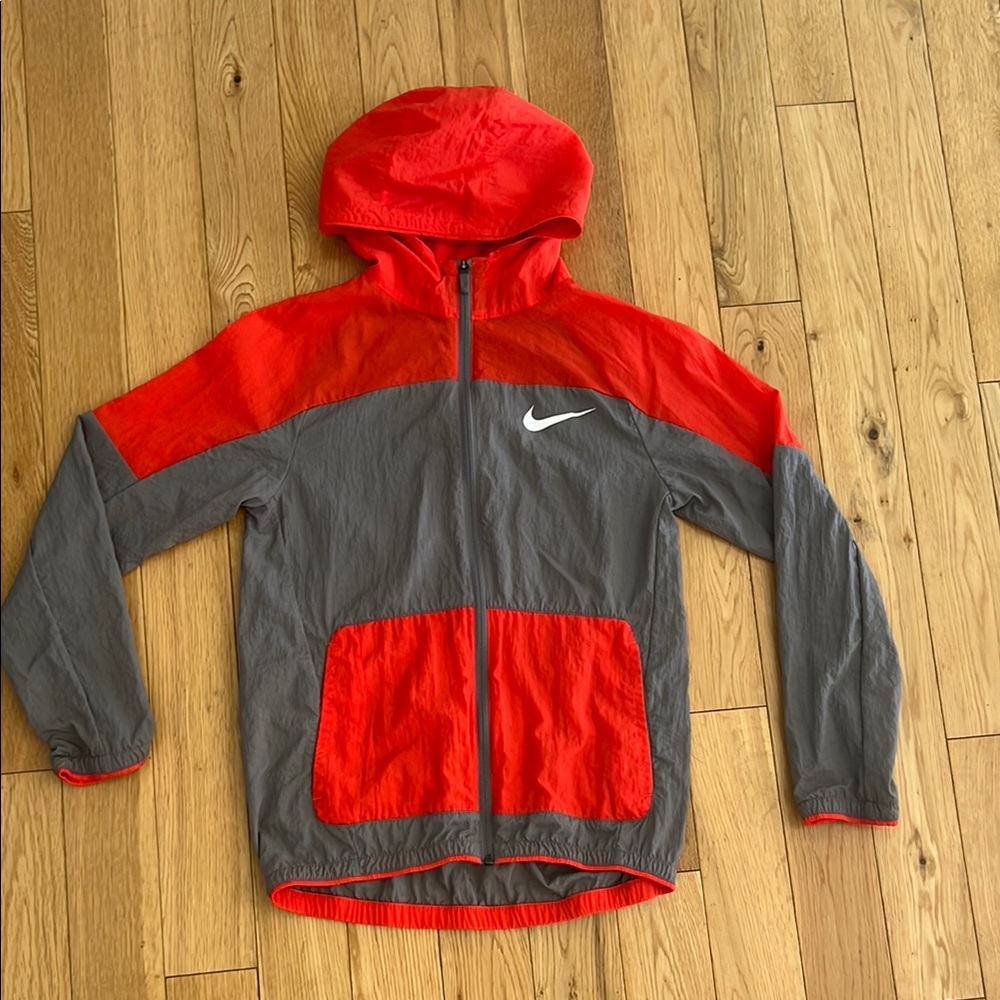 Nike Red and Gray Windbreaker Jacket Sz L Boys, used